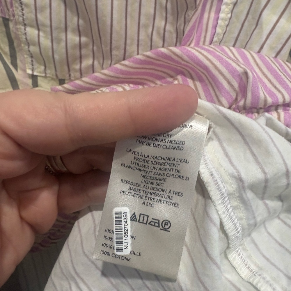 Anthropologie Striped Drawstring Button-Front Blouse. Size M (can fit up to XL) - Picture 8 of 10